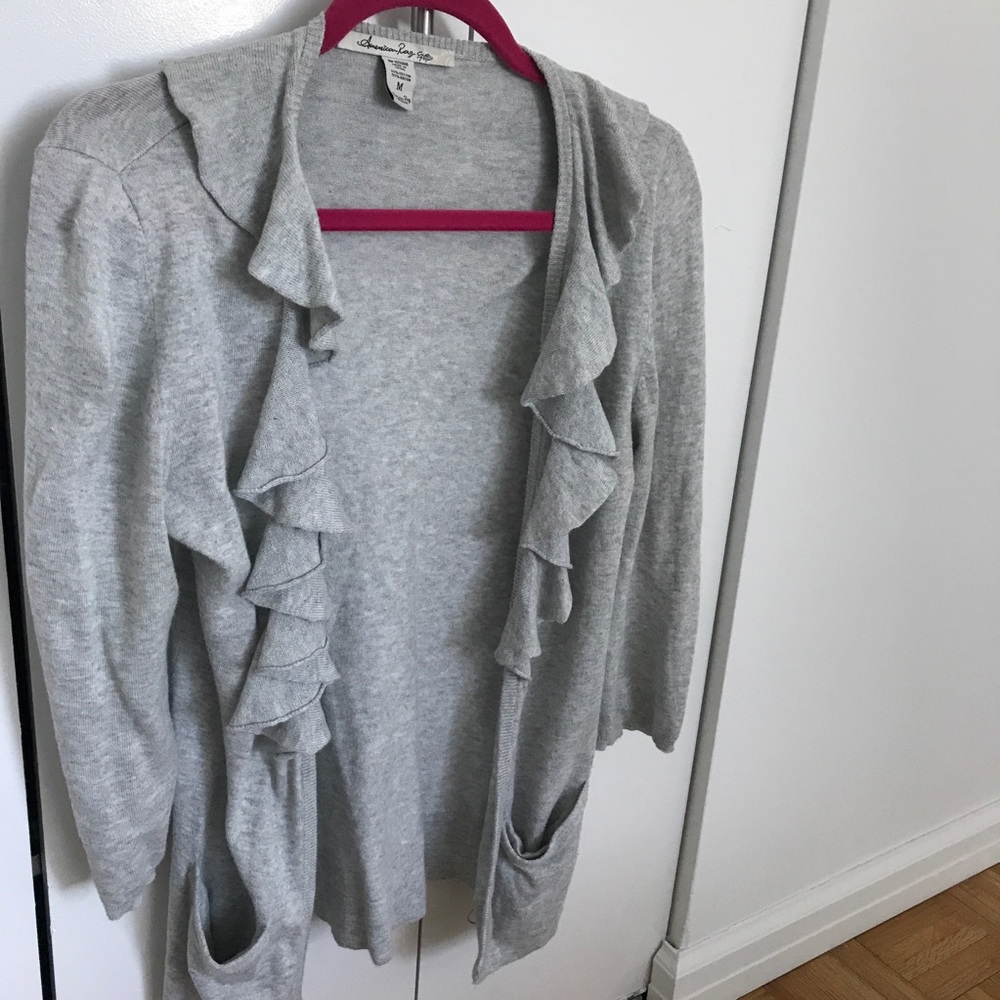 American Rag Ruffle open sweater